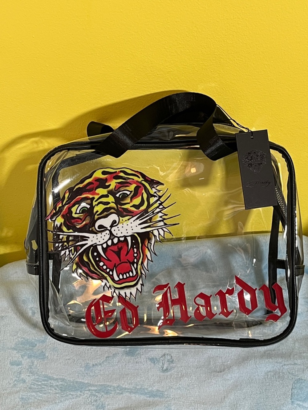 Ed Hardy Clear Tote with Multicolor Tiger Graphic - Picture 2 of 12